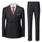 Boutique Fashion Solid Color Double Breasted Set 2-piece Slim Fit Men's Leisure Business Office Set