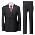 Boutique Fashion Solid Color Double Breasted Set 2-piece Slim Fit Men's Leisure Business Office Set