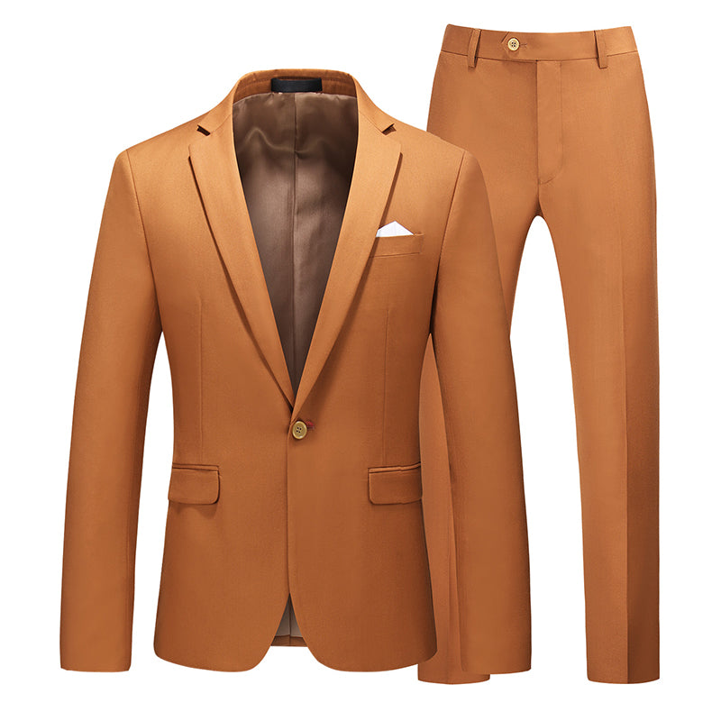 Men's Business Fashion Solid Color Slim Fit Suit Pants Set Wedding Tailcoat Men's Clothing