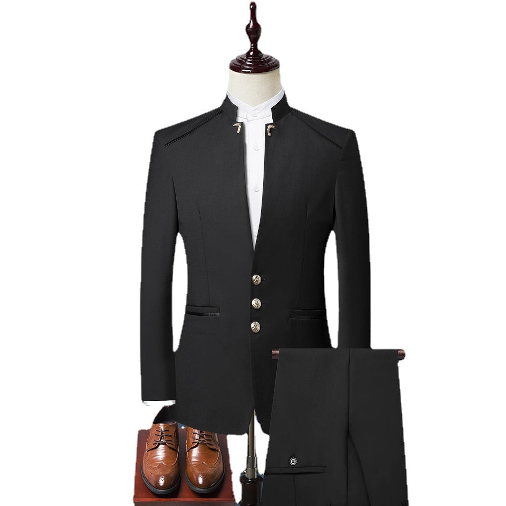 Tailor Make suit Single Breasted Men's Set 3-piece Chinese Groom Tailcoat Slim Fit