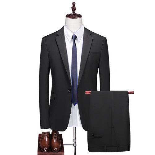 Fashion New Men's Boutique Business Solid Color Men's Slim Fit Double Split Suit