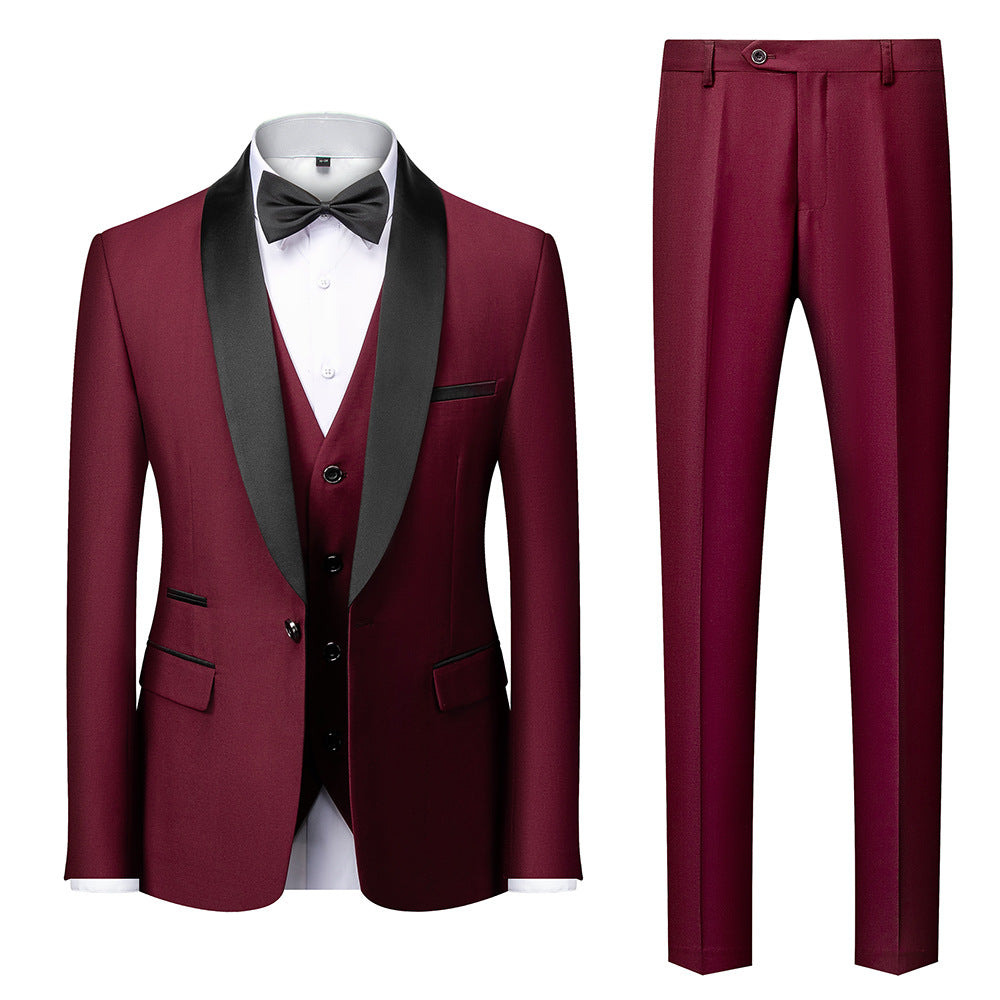 Hot Fashion Slim Fit Blazer 3 Pcs Two-piece Set Wedding Peaked Lapel Wedding Prom Terno Masculino Formal Fit Men's Suit