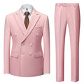 Boutique Fashion Solid Color Double Breasted Set 2-piece Slim Fit Men's Leisure Business Office Set