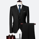 High Quality Men Formal Business Suits Classic Solid Men's 3 Pieces Wedding Blazer Vests Pants Set