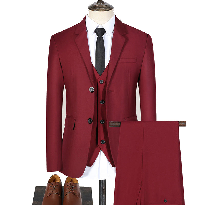 High Quality Men's Suit Set 3-piece Elegant and Luxurious Wedding Business Office Suit