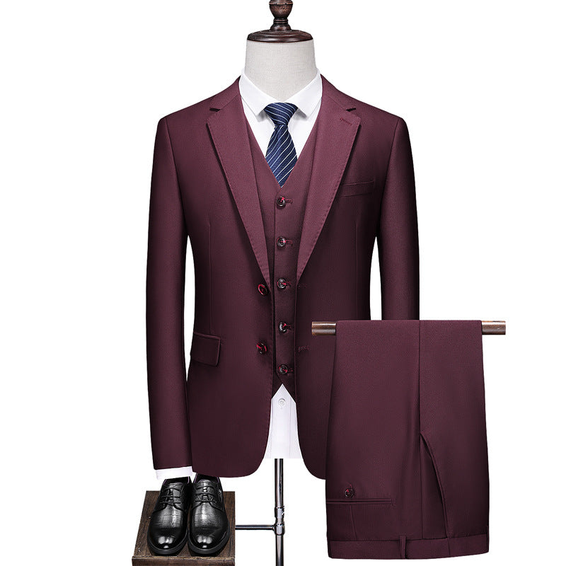 Customized Men's Set 3-piece Wedding Dress Slim Fitting Formal Men's Set