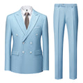 Boutique Fashion Solid Color Double Breasted Set 2-piece Slim Fit Men's Leisure Business Office Set