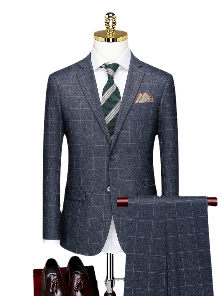 Boutique Suit Plaid Casual Business Set 3-piece Groom Wedding Dress Jacket