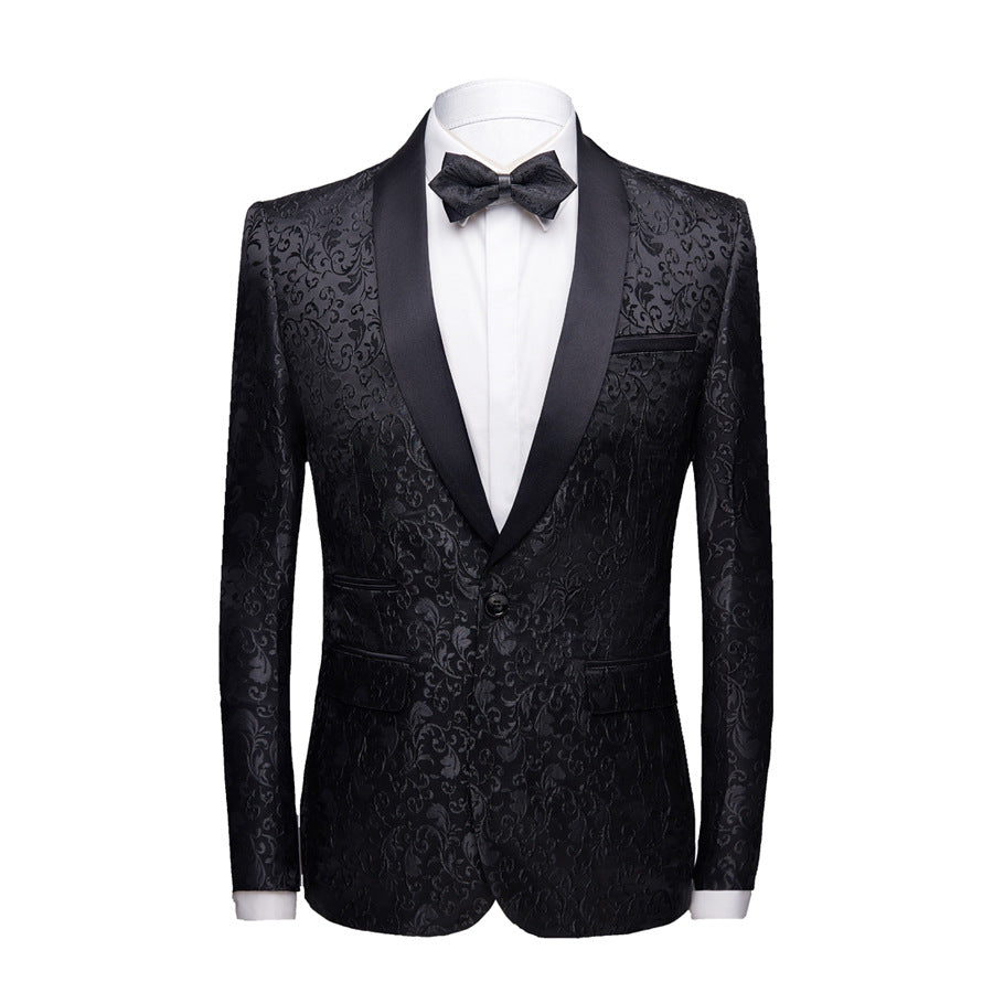 High Quality Men's Suit Jacket with One Button Slim Fitting Stage Singer Men's Fashionable Formal Tuxedo