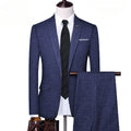 Checkered Casual Business Office Men's Set of Three and Two Groom's Wedding Dress Checkered Suit for Men