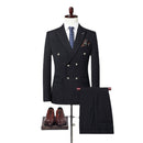 Fashionable New Men's Casual Double Breasted Solid Color Business Suit Jacket Pants 2-piece Suit Jacket