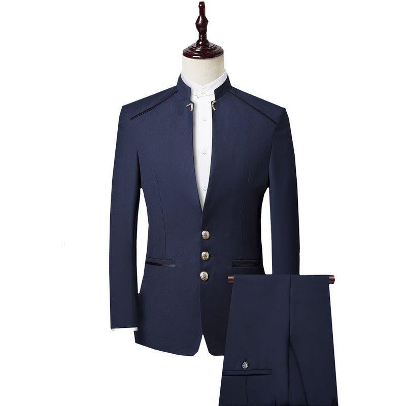 2023 New Single Breasted Men's Set 3-piece Chinese Groom Tailcoat Slim Fit