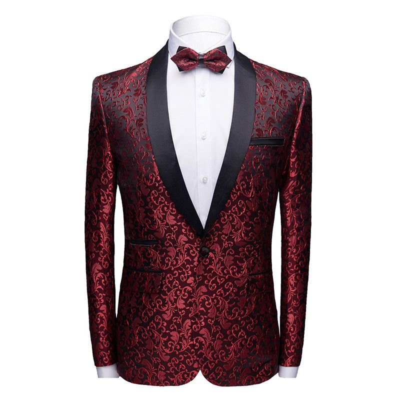 High Quality Men's Suit Jacket with One Button Slim Fitting Stage Singer Men's Fashionable Formal Tuxedo