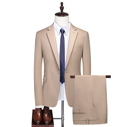 Fashion New Men's Boutique Business Solid Color Men's Slim Fit Double Split Suit