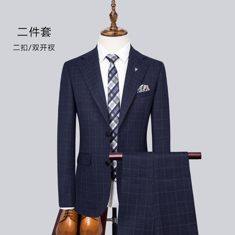 Men's 3-piece Set Autumn/Winter Checker Slim Fit Business Formal Casual Set Office Party Ball Wedding Groom