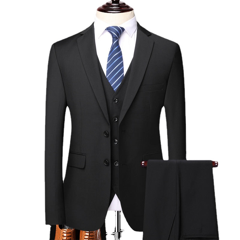 Men's Set Three Piece Business Casual Fit Set Groom Wedding Dress Set Men's Wedding Dress