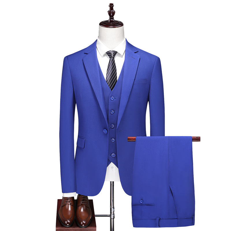 Fashion New Men's Boutique Business Solid Color Men's Slim Fit Double Split Suit