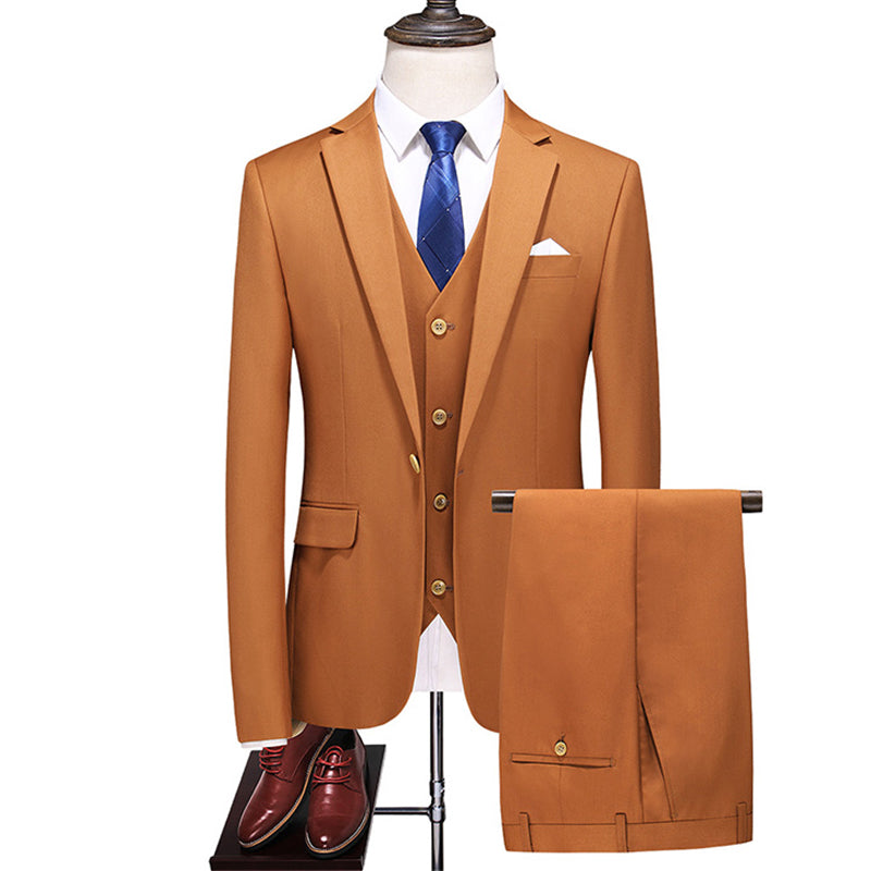Men's Business Fashion Solid Color Slim Fit Suit Pants Set Wedding Tailcoat Men's Clothing
