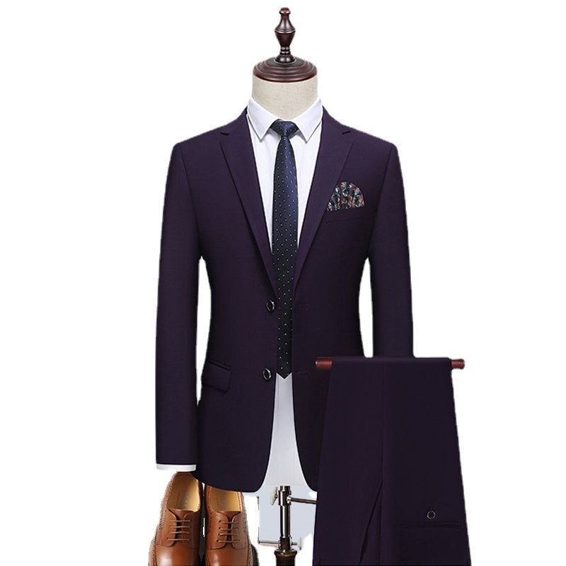 Suit Boutique Ball Slim Fitting Tuxedo Solid Color Men's Business Office Casual Formal Attire Groom Wedding Dress