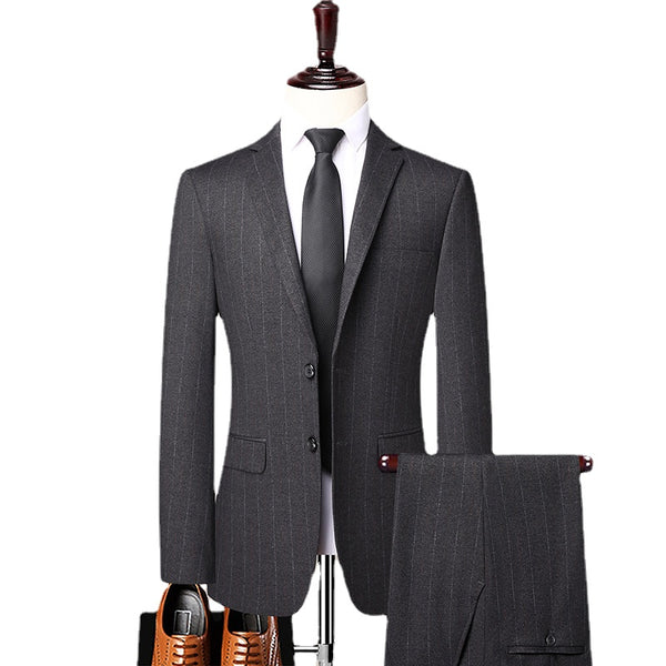 Men's English Style Elegant Casual Senior Simple Business Wedding Gentleman Set Two Pieces