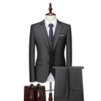 Autumn New Men's Business Casual Solid 3 Piece Suit Men's Two Breasted Suit