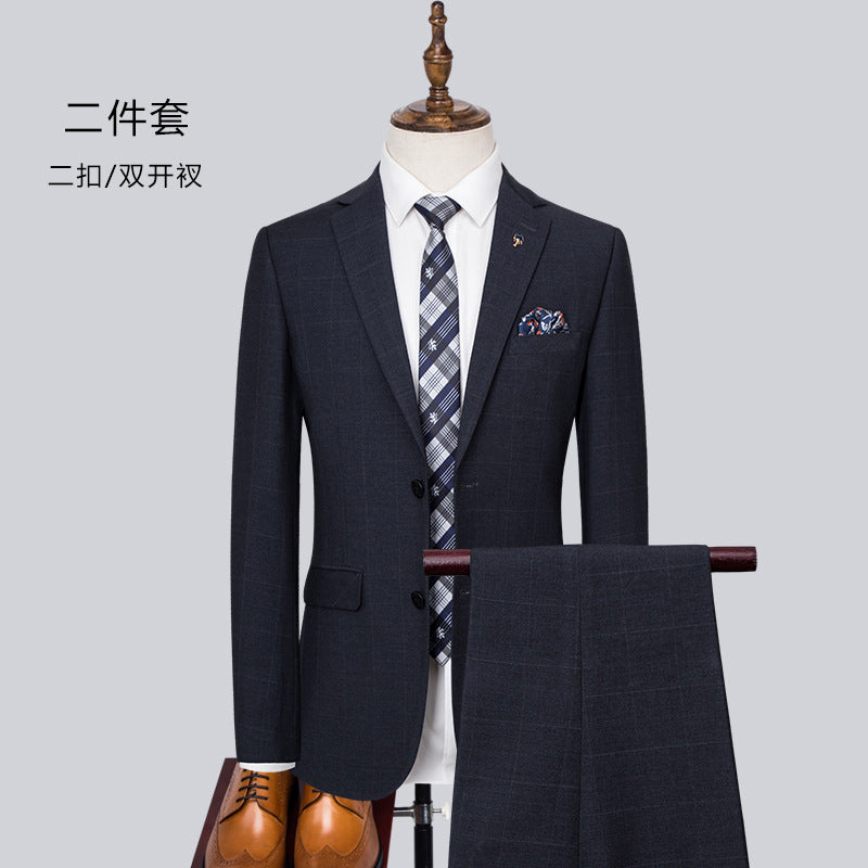 Men's 3-piece Set Autumn/Winter Checker Slim Fit Business Formal Casual Set Office Party Ball Wedding Groom