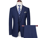 Men's Slim Fitting Business Casual Work Clothes Groom's Wedding Dress Navy Blue Set 3-piece Party Tuxedo