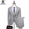 New Fashion Boutique Checker Men's Casual Business Set Groom Wedding Dress Formal Slim Fit Checker Set