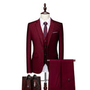 Autumn New Men's Business Casual Solid 3 Piece Suit Men's Two Breasted Suit