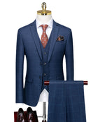 Boutique Suit Plaid Casual Business Set 3-piece Groom Wedding Dress Jacket