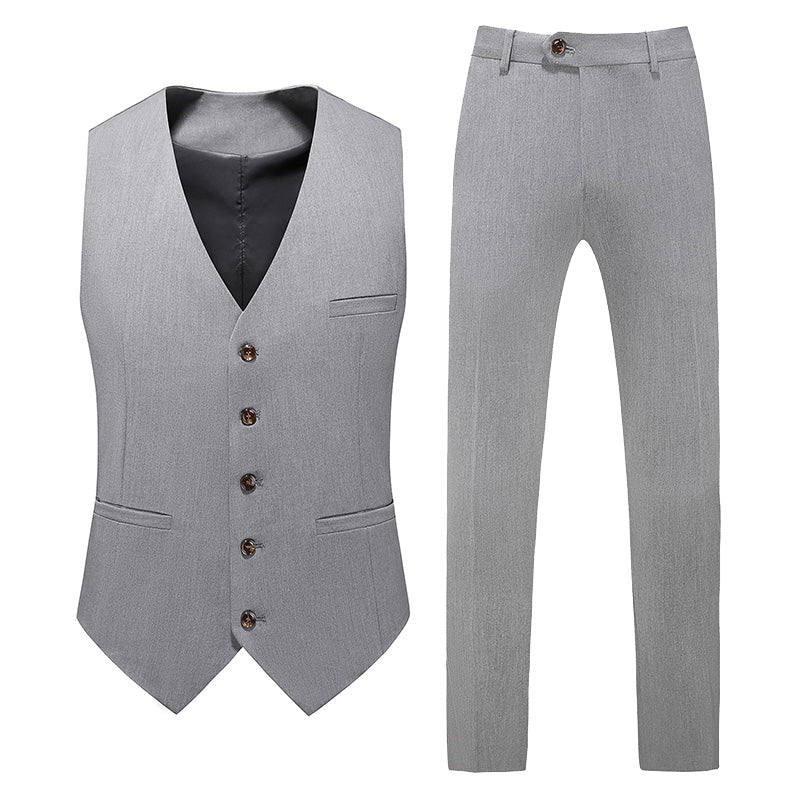 Light Gray Men's Wedding Dress Set Slim Fitting Clothing 3-piece Set Men's Business Suit Set