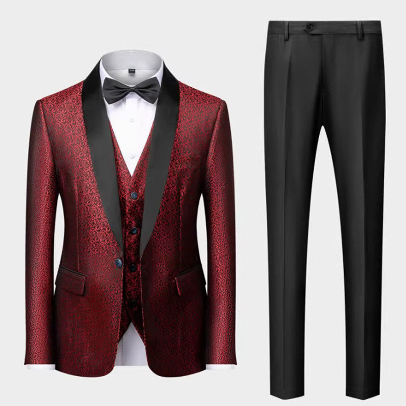 High Quality Tuxedo Men's Simple, Elegant, and Fashionable Gentlemen's Set, Slim Fitting Three Piece Set