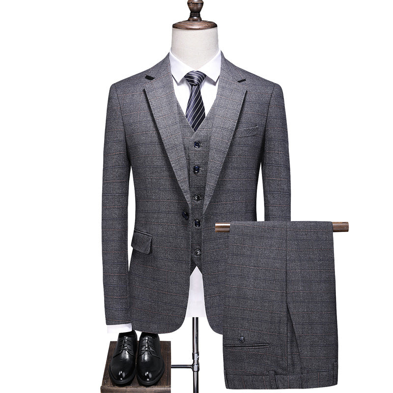 Men's Business Leisure Advanced Simple Wedding Dating Gentleman Set Three Piece Set