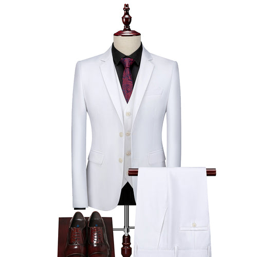 Autumn New Men's Business Casual Solid 3 Piece Suit Men's Two Breasted Suit