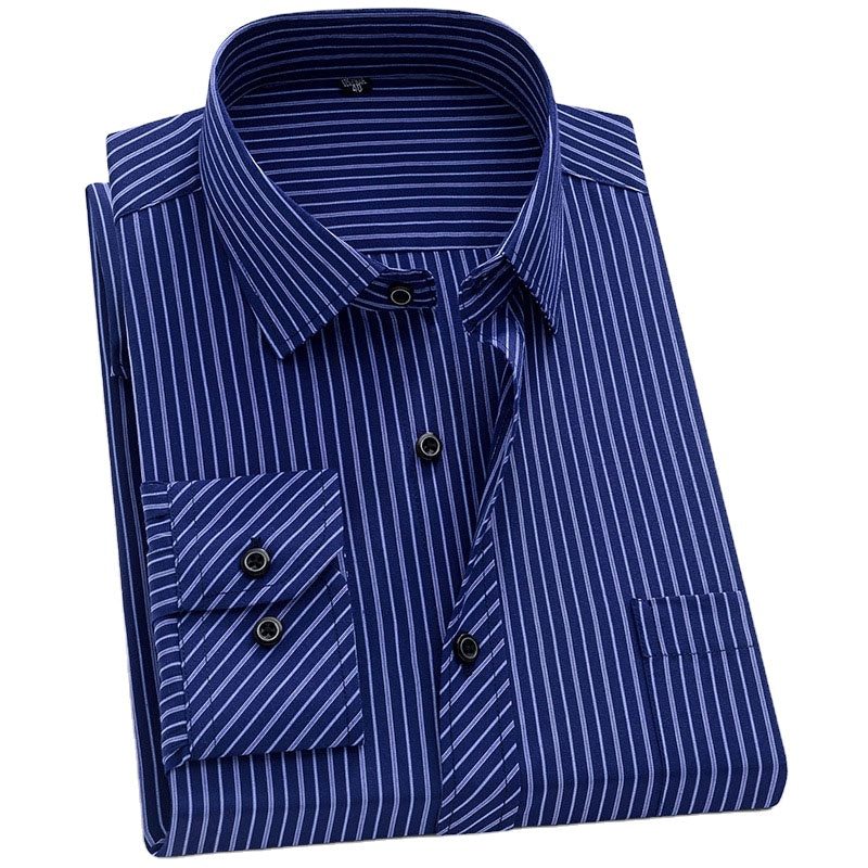 Men's Work Clothes Shirts Customized Business Office Long Sleeved Shirts Casual Stripes