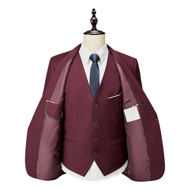 Men's Set Advanced Customized Business Set Three Piece Slim Fit Large Set
