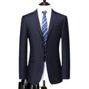 Men's Simple Business Elegant Fashion Button Gentleman Set Slim Fit Two Piece Set