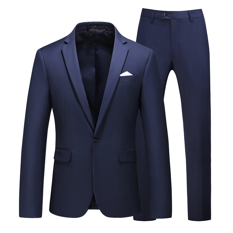 Men's Business Fashion Solid Color Slim Fit Suit Pants Set Wedding Tailcoat Men's Clothing