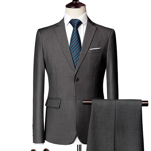 Men's Set Formal Suit Slim Fit Business Tuxedo 2-piece Set Groom Wedding Dress Men's Set