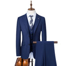 Men's Suit Fashion Business Elegant Solid Color 2 Button Gentlemen's Wedding Formal 3-piece Set