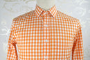 Custom Made Long Sleeve Orange Mens Cotton Plaid Shirt
