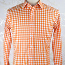 Custom Made Long Sleeve Orange Mens Cotton Plaid Shirt