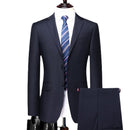Men's Simple Business Elegant Fashion Button Gentleman Set Slim Fit Two Piece Set
