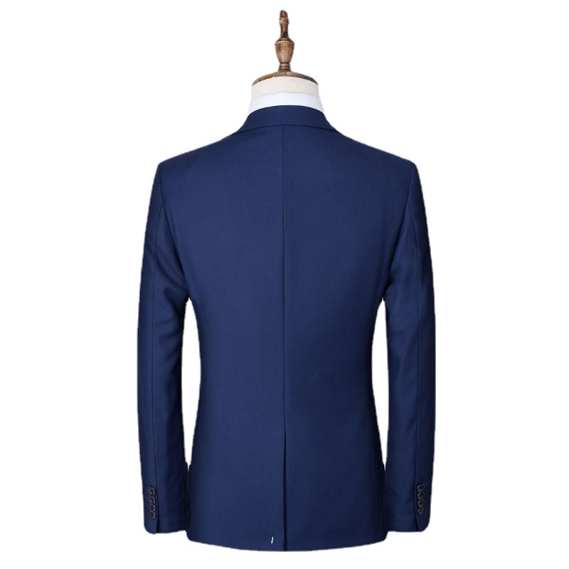 Men's Suit Fashion Business Elegant Solid Color 2 Button Gentlemen's Wedding Formal 3-piece Set