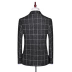 Men's Checkered Vest, Suit Pants, 3-piece Set/Men's Fashion High-end Slim Fitting Wedding Banquet Business Suit Jacket