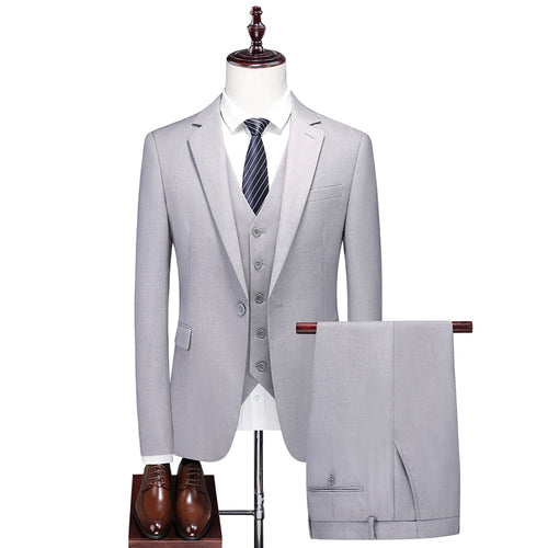 Fashion New Men's Boutique Business Solid Color Men's Slim Fit Double Split Suit