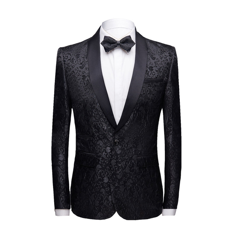 High Quality Men's Suit Jacket with One Button Slim Fitting Stage Singer Men's Fashionable Formal Tuxedo