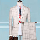 Men's Checkered Vest, Suit Pants, 3-piece Set/Men's Fashion High-end Slim Fitting Wedding Banquet Business Suit Jacket