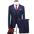 Men's Set Fashion New Split Collar Solid Color Men's Clothing Business Slim Fit Wedding Men's Set 3-piece
