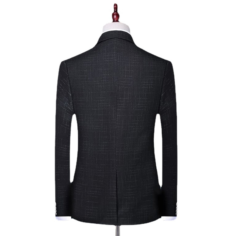 Checkered Casual Business Office Men's Set of Three and Two Groom's Wedding Dress Checkered Suit for Men
